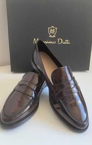 Sapatos MOCASSINS PELE Antik Bordeaux Massimo Dutti - Tamanho 38