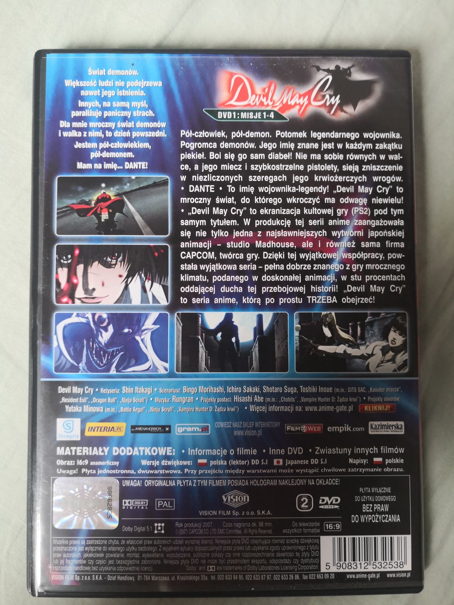 Film Devil May Cry misja 1-4 płyta DVD z pocztówka