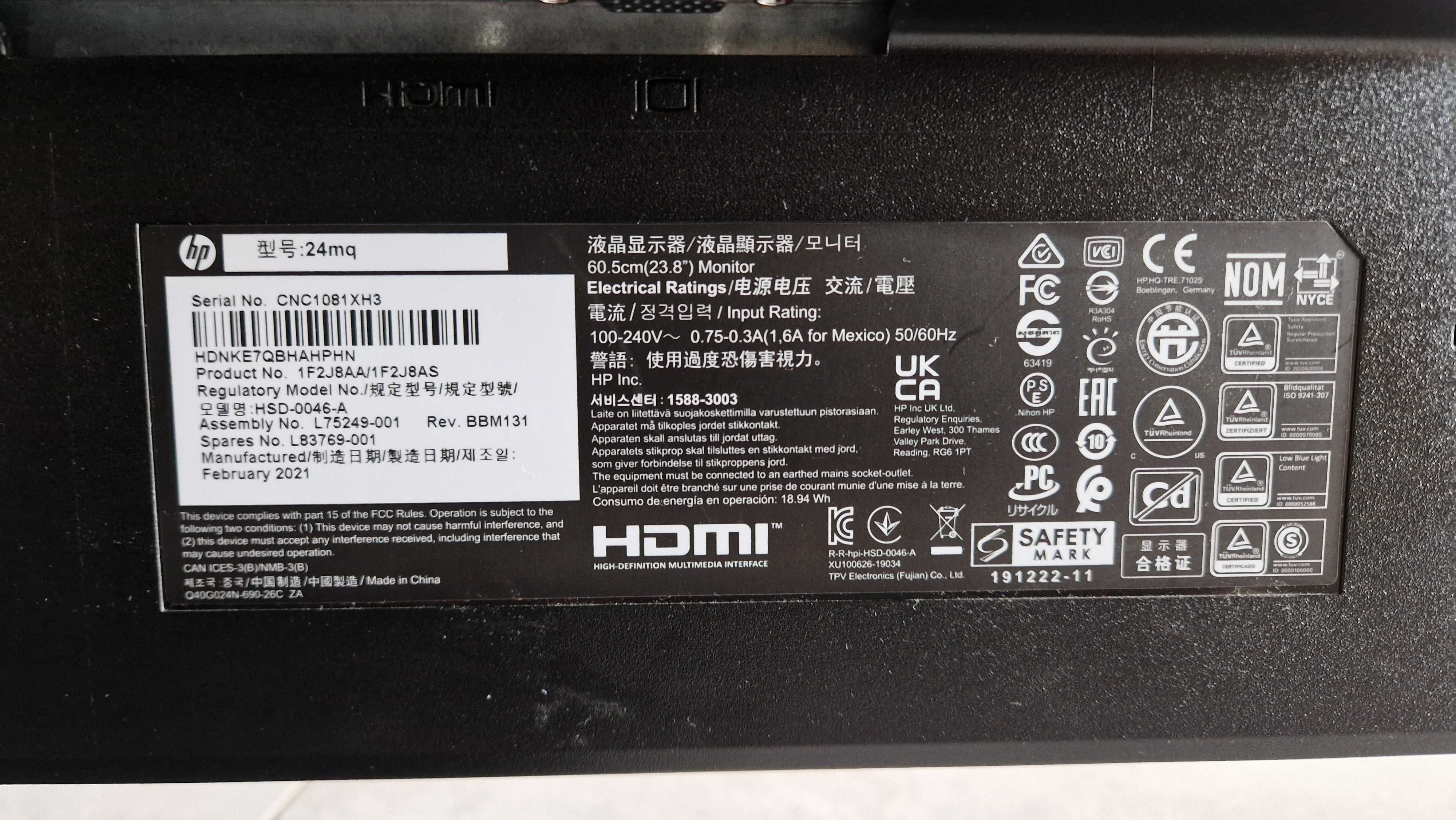 Monitor LED HP 24mq 23,8 " 2560 x 1440 px IPS / PLS