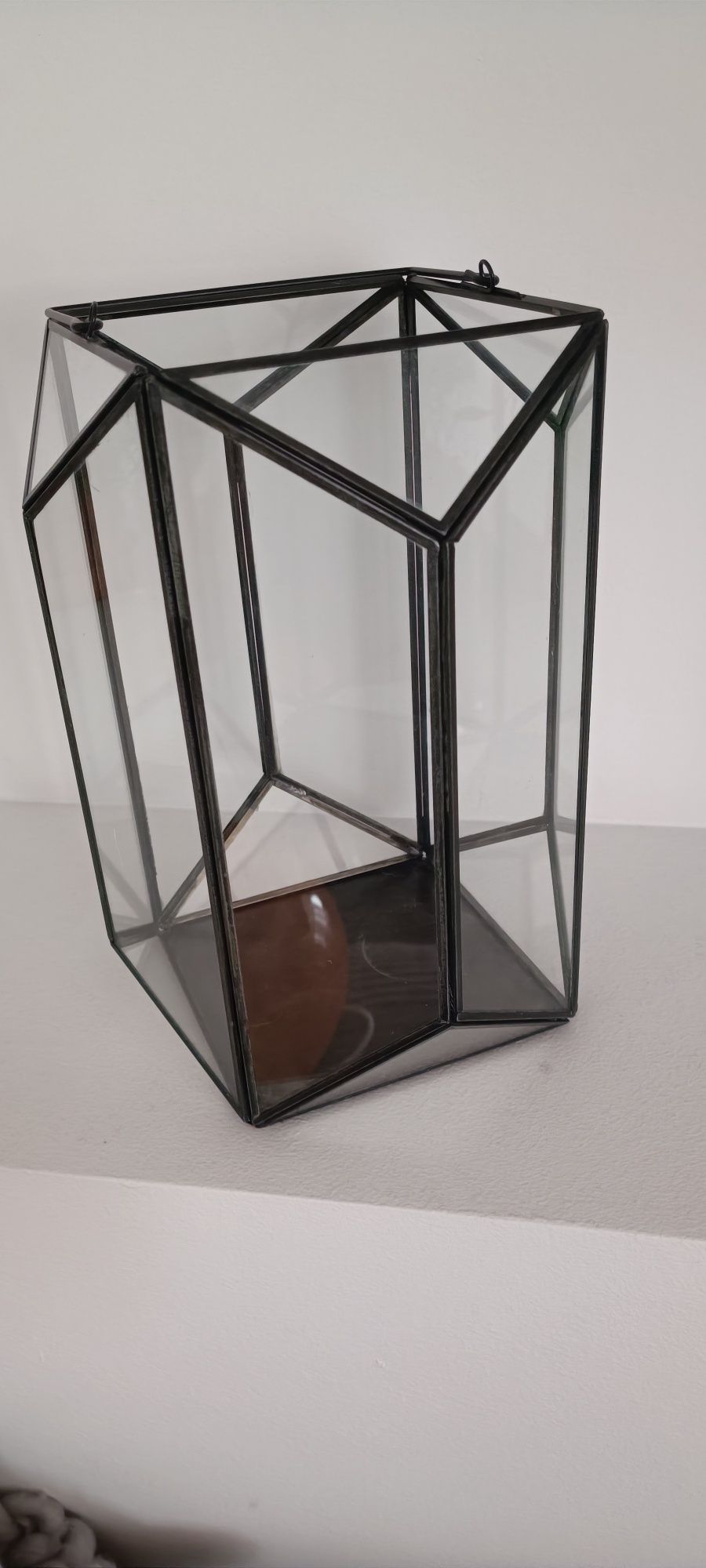 Lampion, latarnia szkło metal, szklarnia loft