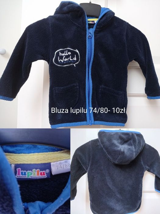 5szt Ciepłe bluzy polarowe na jesień lupilu, f&f r.74/80