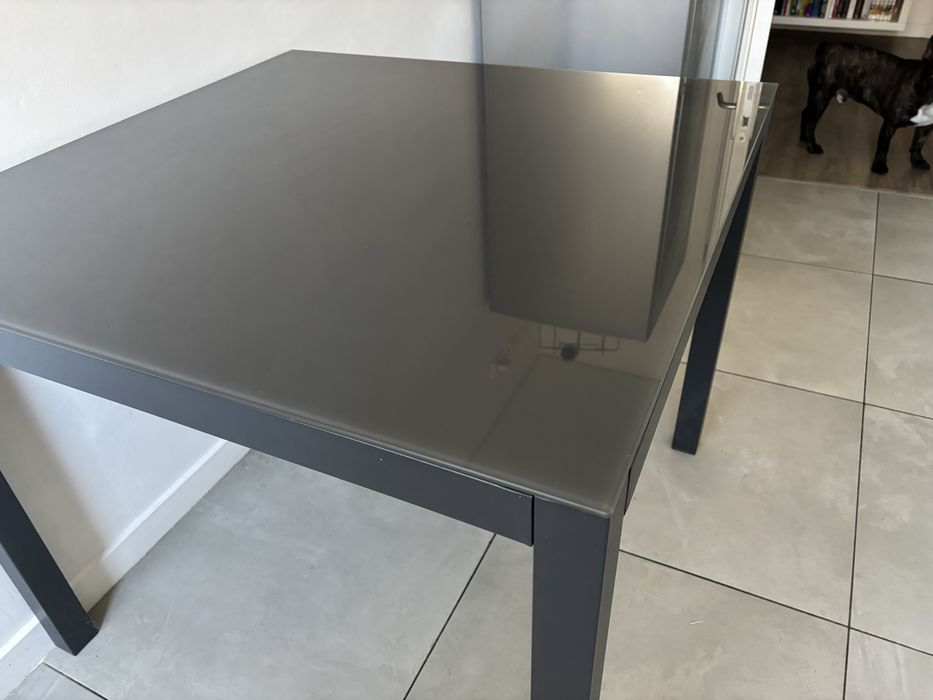 Mesa metal e vidro 90x90cm