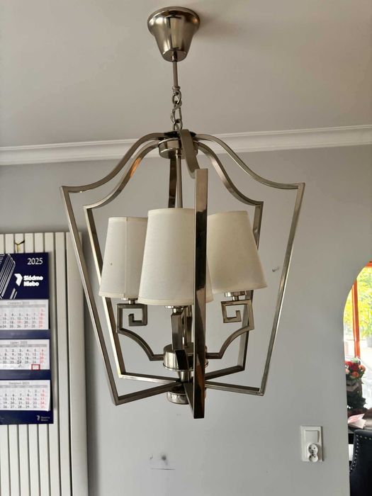 Lampa - srebrny żyrandol z kloszami 60cm