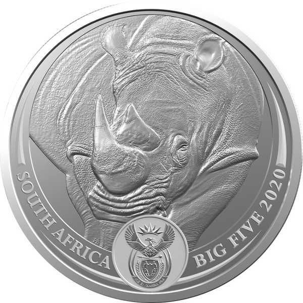 Срібна монета Велика п'ятірка - Носоріг 1 унція 2020 у блістері