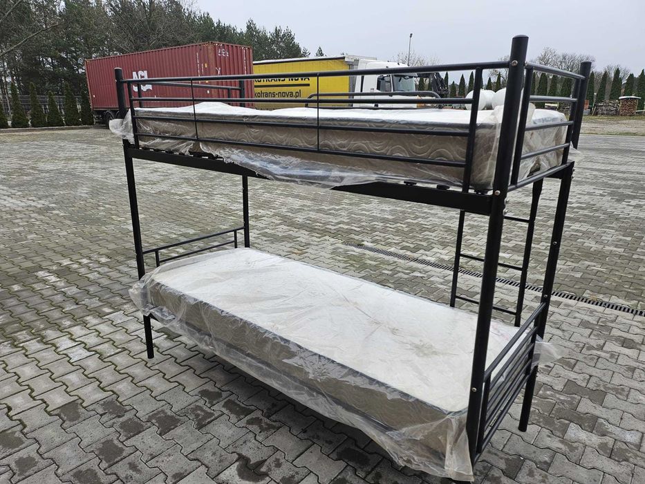 Łóżko piętrowe metalowe + 2x materac