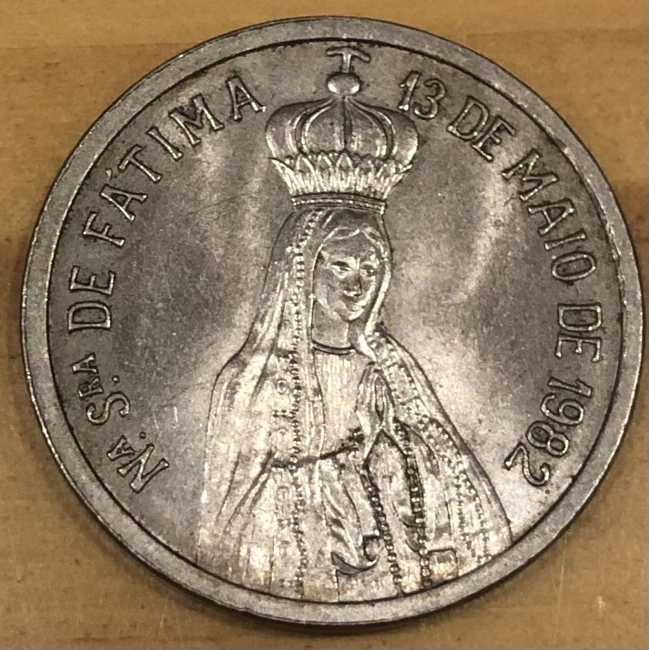 Moeda comemorativo nossa Sra de Fatima de Joao II 1982