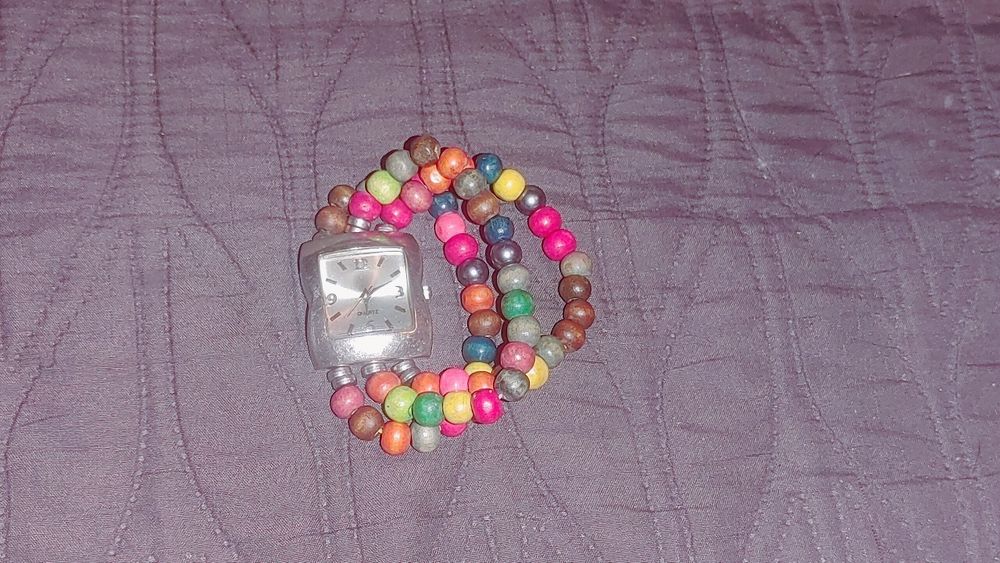 Zegarek damski drewniane koraliki bransoletka