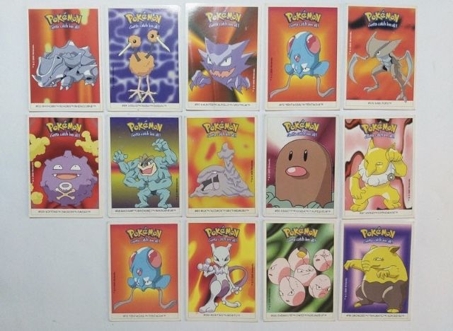 14 cartas autocolantes Pokemón Boomer