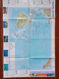 Plakat mapa ścienna Australii Australia na ścianę cała Oceania 80x54cm