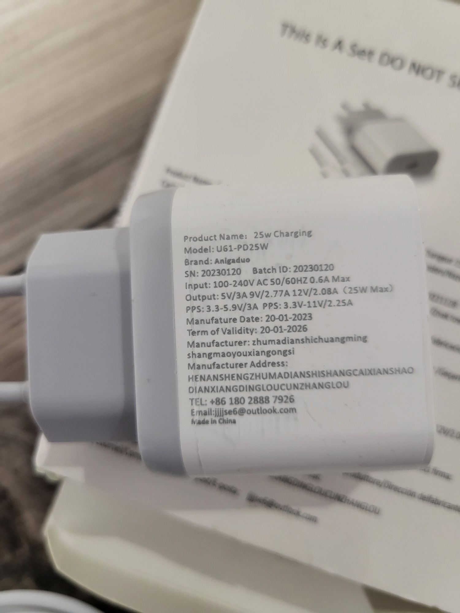 ANIGADUO Ładowarka USB do iPhone U61-PD25W