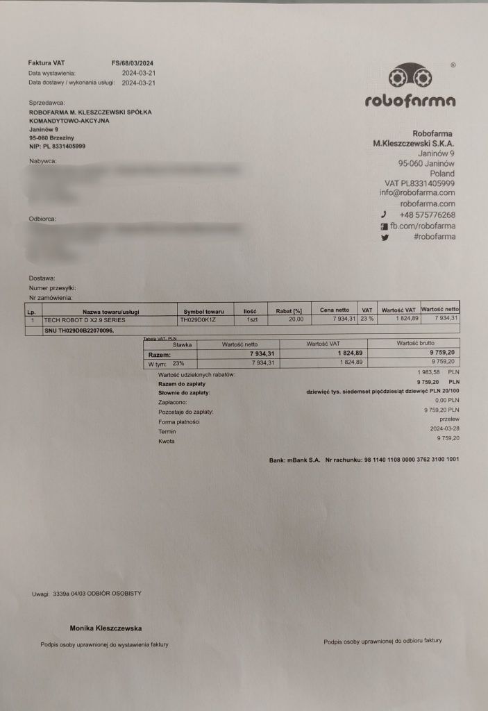 Robot koszący Tech Robot D X2.9 series od halogsm Zgierz