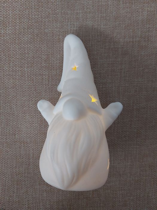 Gnomo de Natal em cerâmica com led, como novo