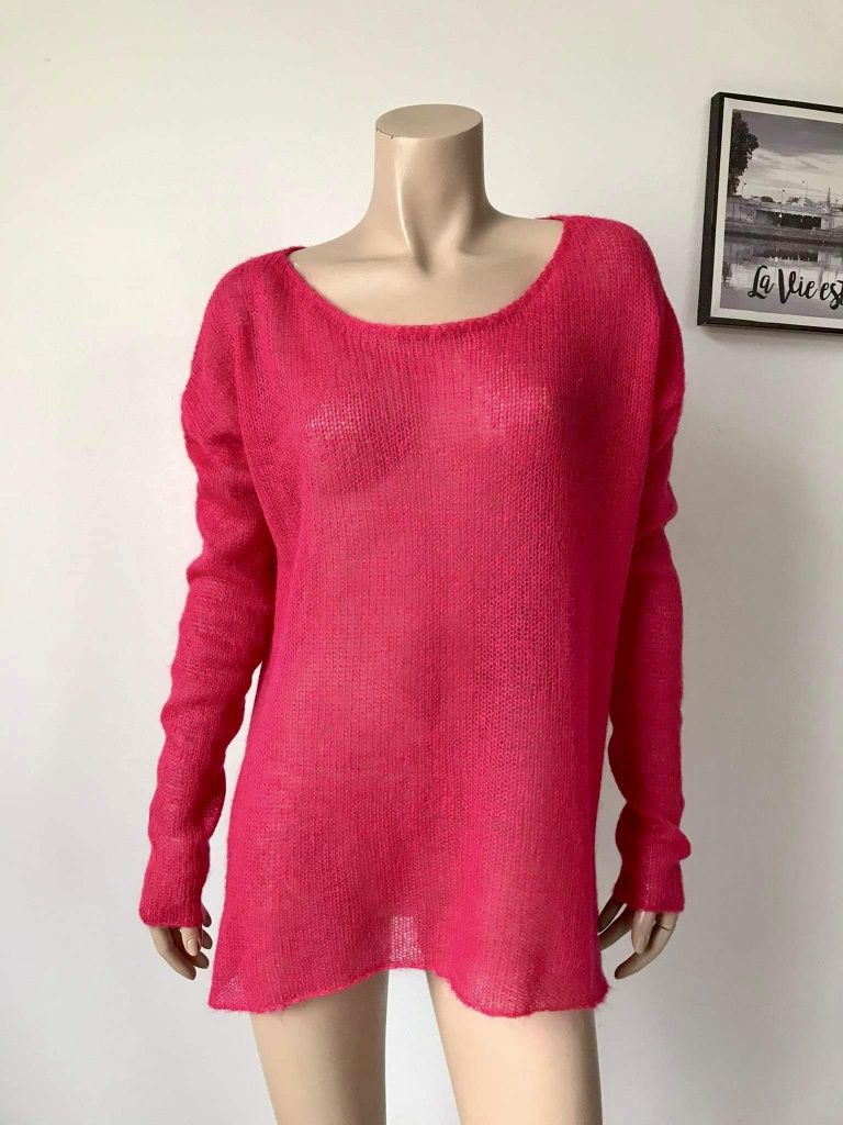 Benetton oversize sweter damski M moher 
30%moher