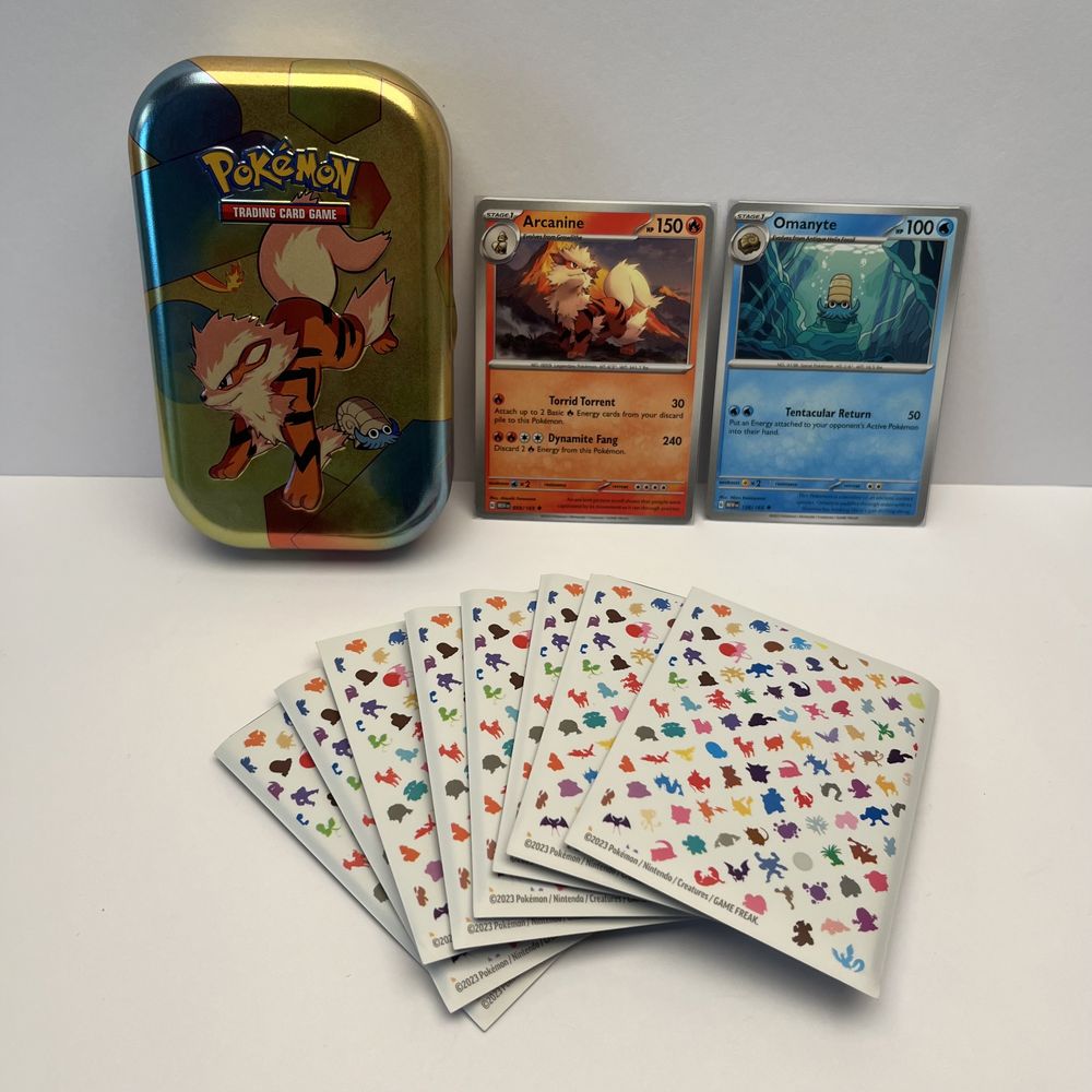 Puszka z kartami Pokemon TCG Arcanine & Omanite