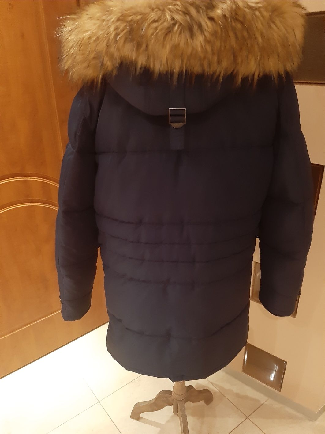 Płaszcz zara męski granat zima ciepła kaptur długa tkmaxx Premium jako