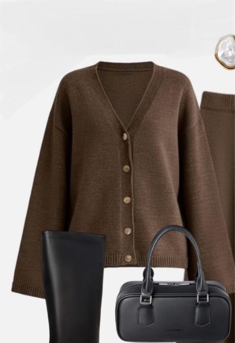 Кардиган вовна шоколадного кольору S-M