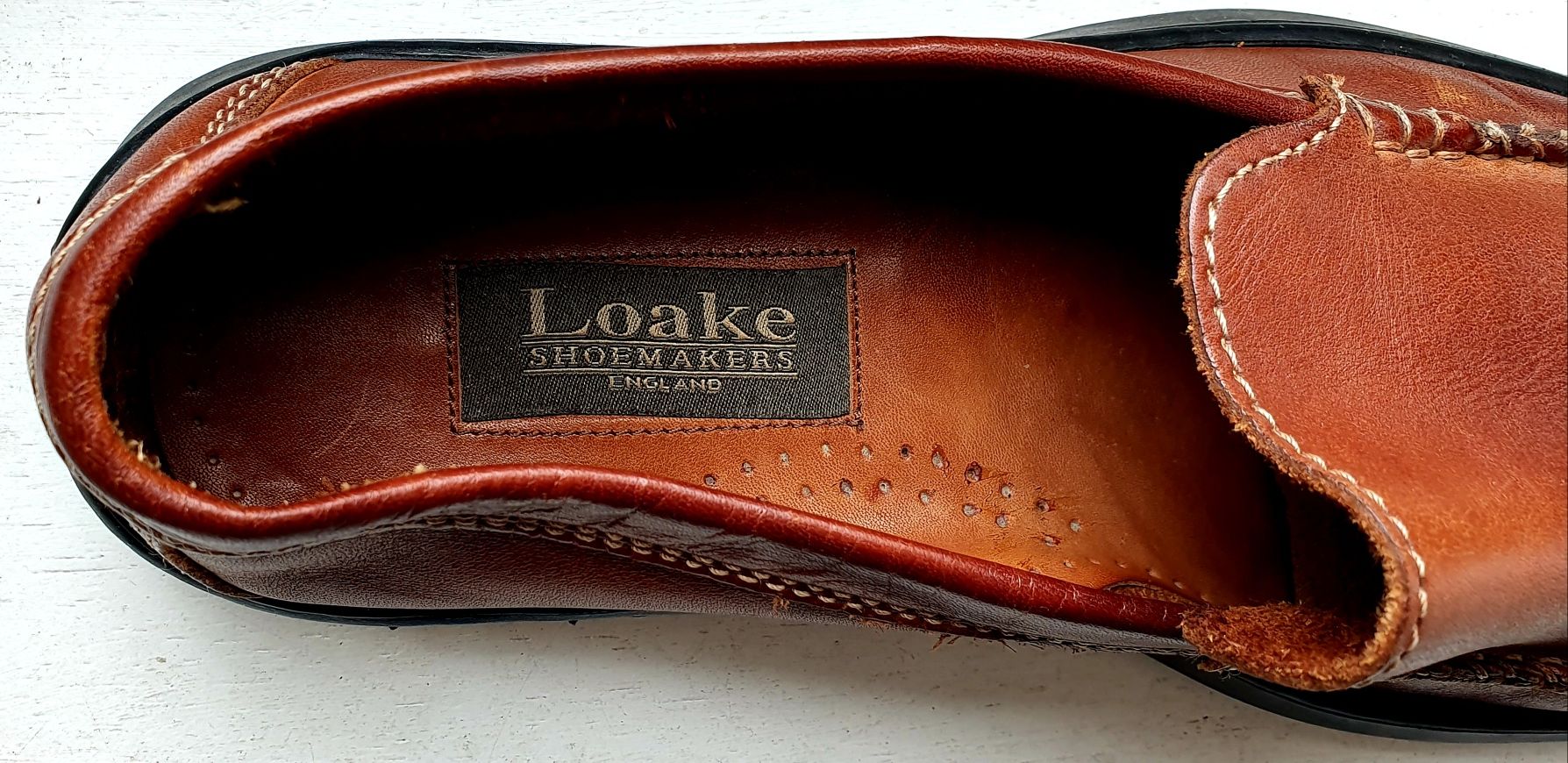 LOAKE ENGLAND roz. 42.5 skóra naturalna w całosci mokasyny męskie