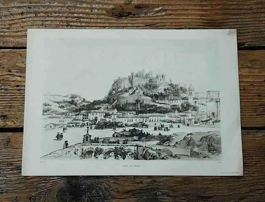 Gravura VINTAGE de Leiria - 32 x 22,5 cm (Oferta antiga Propag Médica)