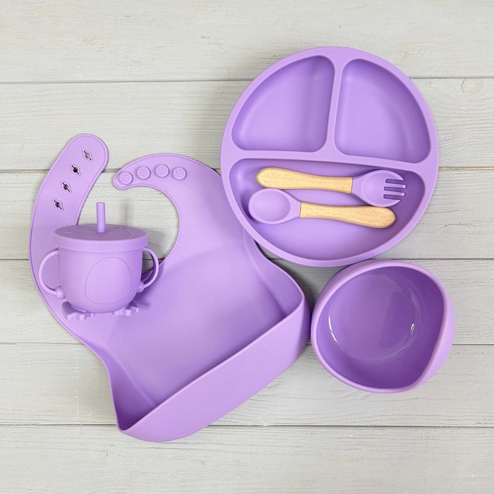Набір Дитячий Силіконовий посуд для прикорму. Єко посуд. 6 предметов