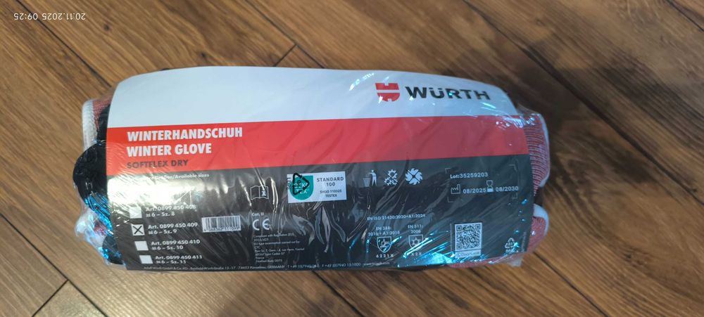 WURTH rękawice Winter Glove Softflex Dry roz. 9 (6 par)