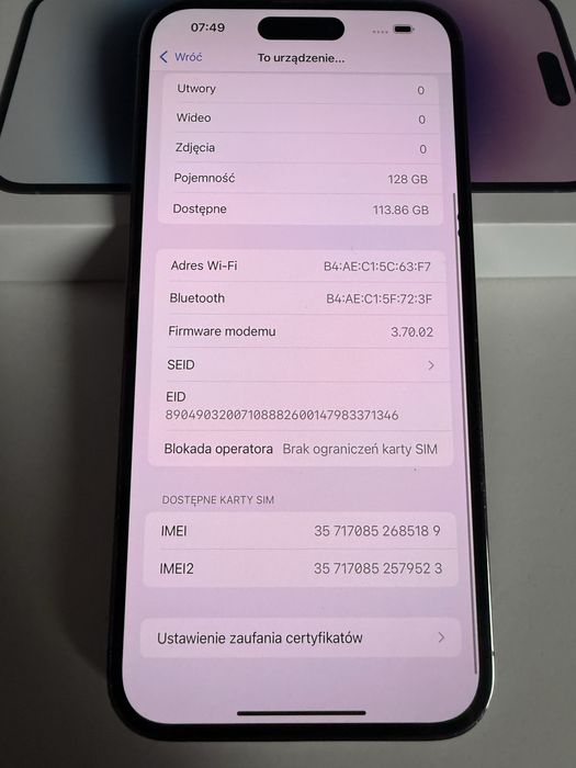 iPhone 14 Pro Max 128gb Deep Purple Bateria 93% od nowosci
