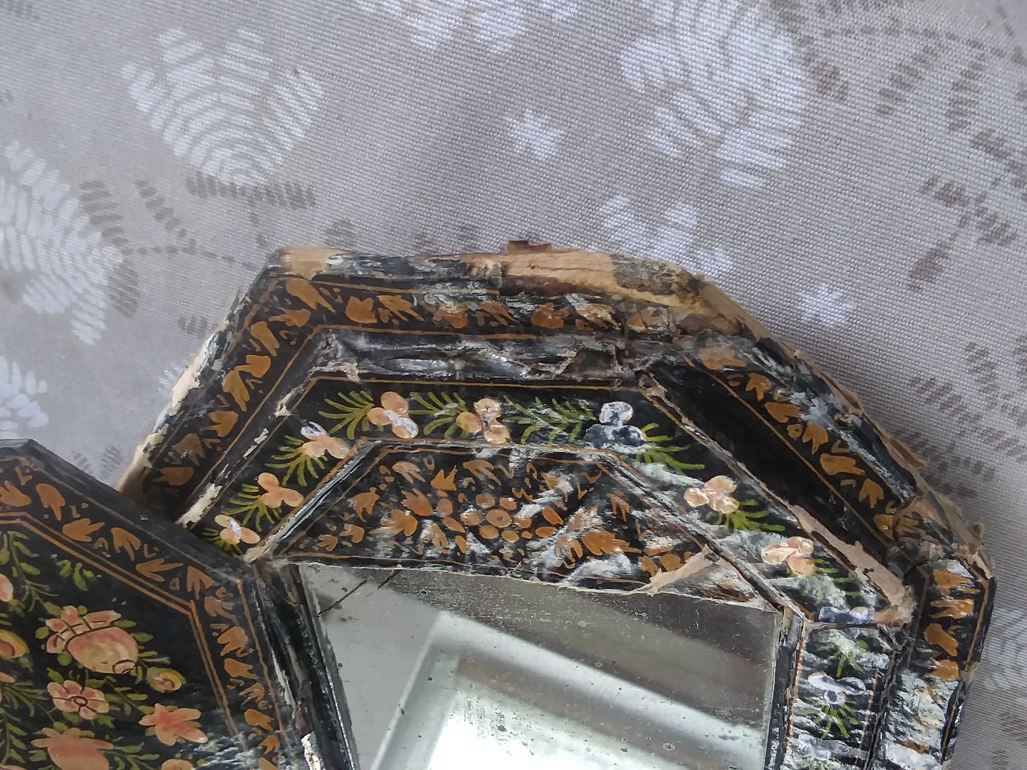 Lustro w oprawie malowane recznie, AFGANISTAN ANTYK