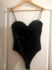 ZARA nowe czarne body typu gorset z tkaniny satynowej M 38