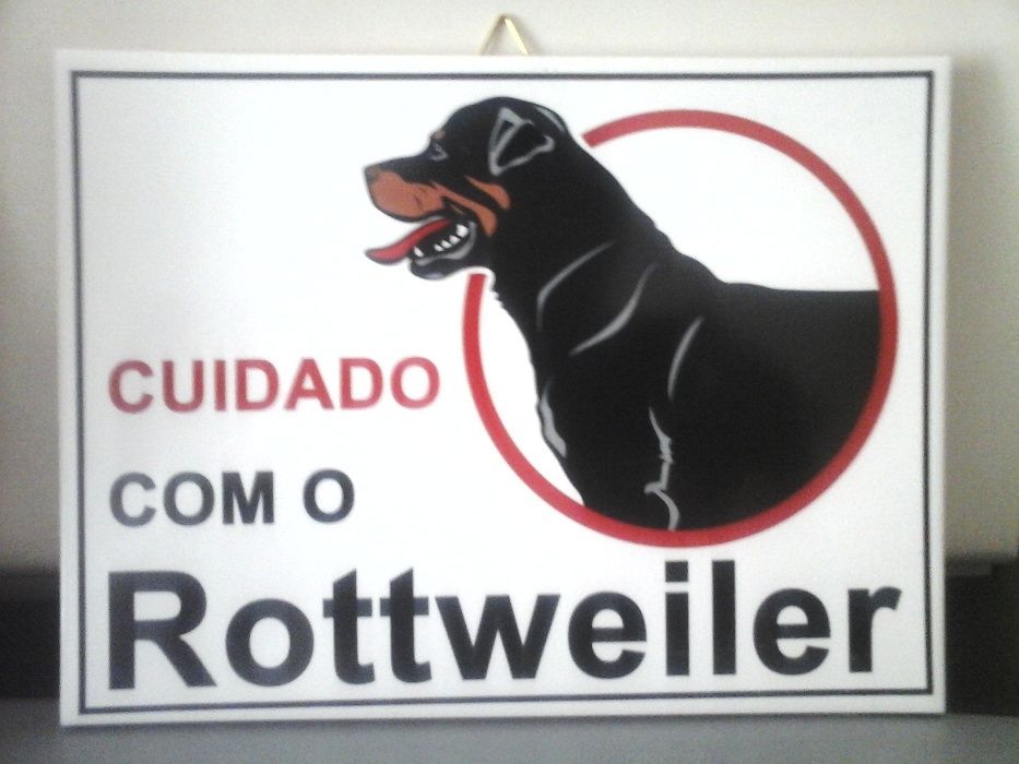 NOVO Azulejo Cuidado com o Cão Rottweiler 20 CM X 15 CM - Placa Aviso