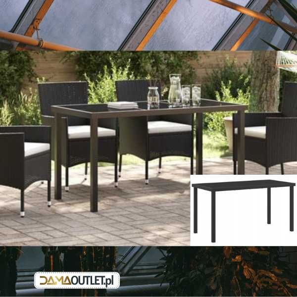Stół metalowy SZKLANY blat czarny 140x80 do salonu taras DaMaOutlet.pl