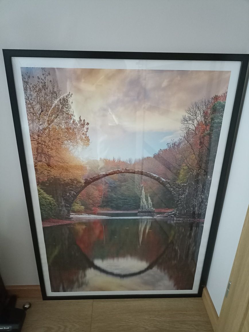 Plakat 70x100 cm pionowy krajobraz park most rzeka