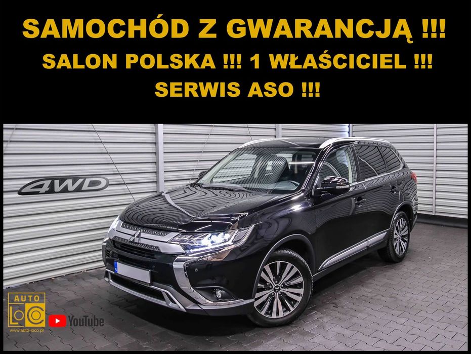Mitsubishi Outlander 7 OSÓB + Automat + 4x4 + Salon POLSKA  + 100% Serwis MITSUBISHI + 1 WŁ