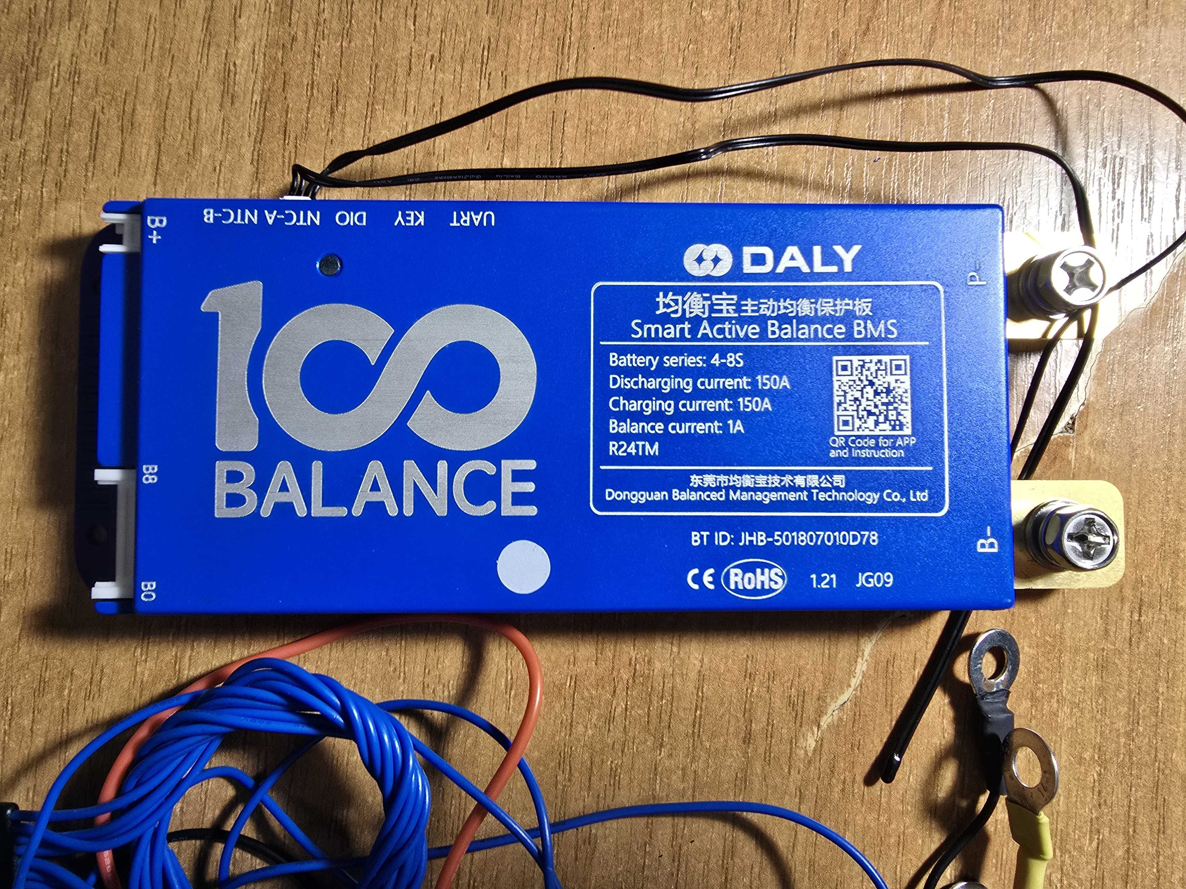 Smart BMS контроллер Daly LiFePO4 4S - 8S 12-24 вольта 150A CAN,  1А