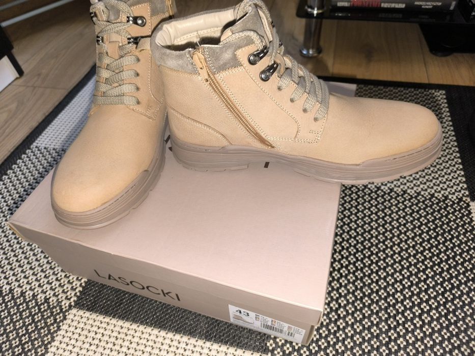 Buty zimowe trzewiki męskie beżowe Lasocki rozm. 43 nówki