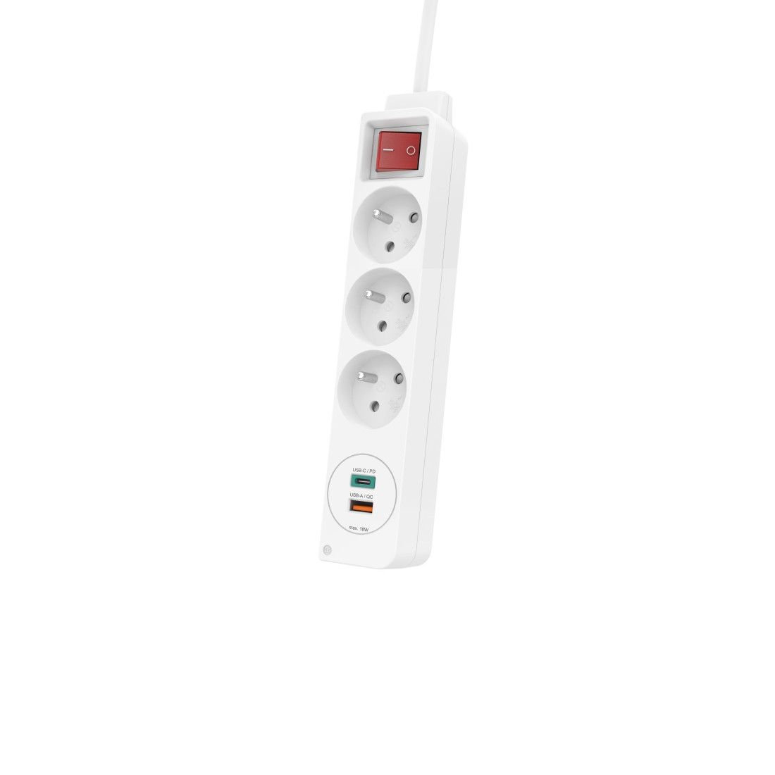 Hama - listwa zasilająca 3 gniazda, przedłużacz 2xUSB C/A - OUTLET