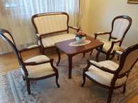 Komplet wypoczynkowy, elegancki 3 krzeseł i sofy ZILLO styl kolonialny