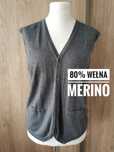 TM Lewin wełniana kamizelka bezrękawnik sweter szary 80% wełna wool me