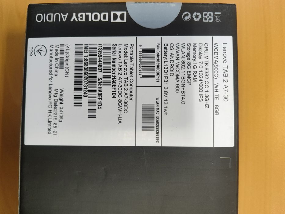 Продам планшет Lenovo TAB 2 A7