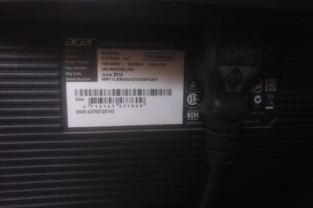 Monitor Acer Hdmi dvi Vga