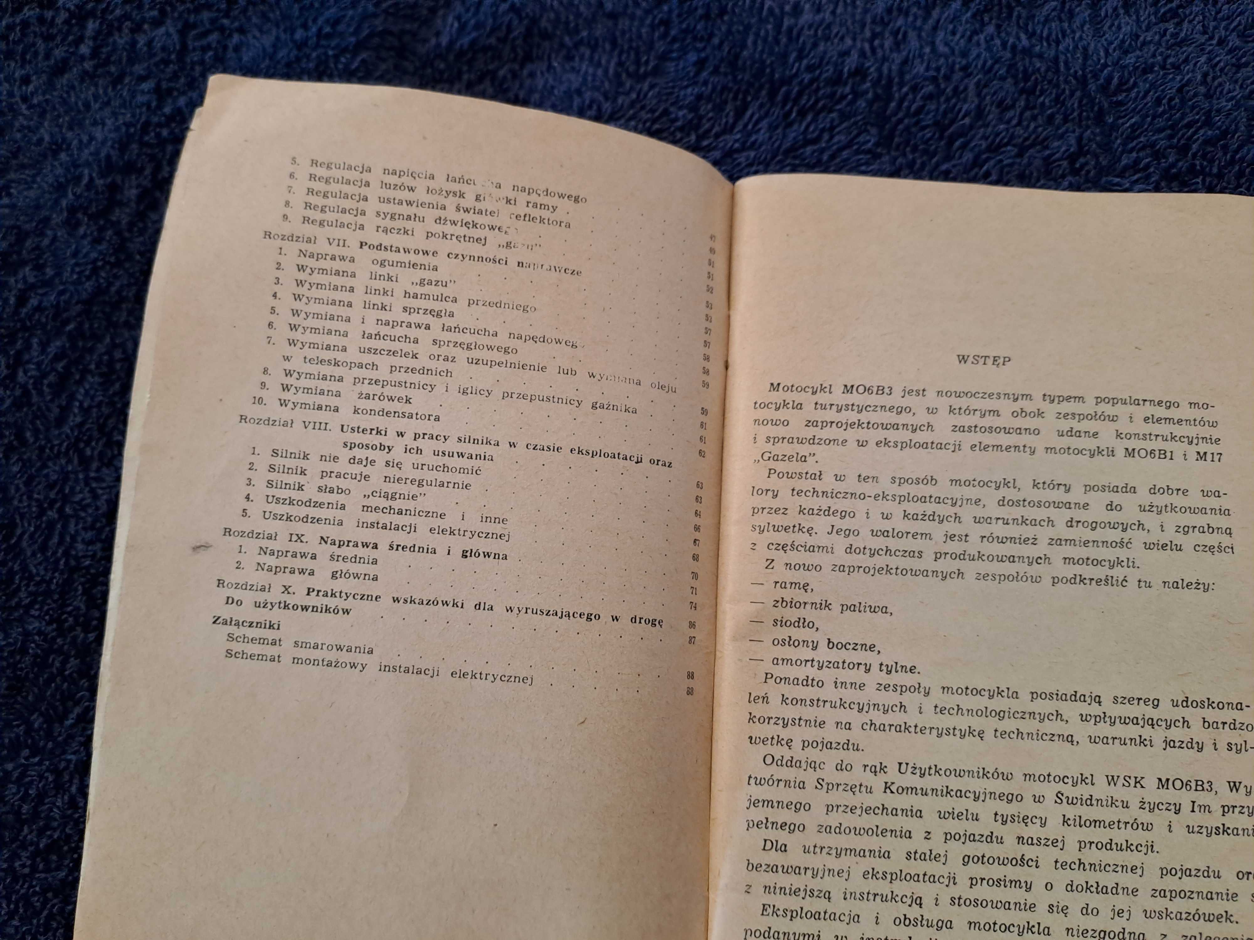 Oryginalna instrukcja obsługi WSK 125 M06B3 z 1971 roki - I wydanie