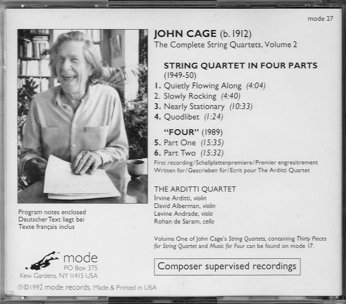 John Cage - The Complete String Quartets (2 CD's)