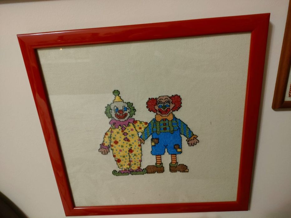 Quando palhaços bordado a mão ponto cruz