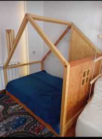 Łóżko z materacem - domek  na wymiar hand made