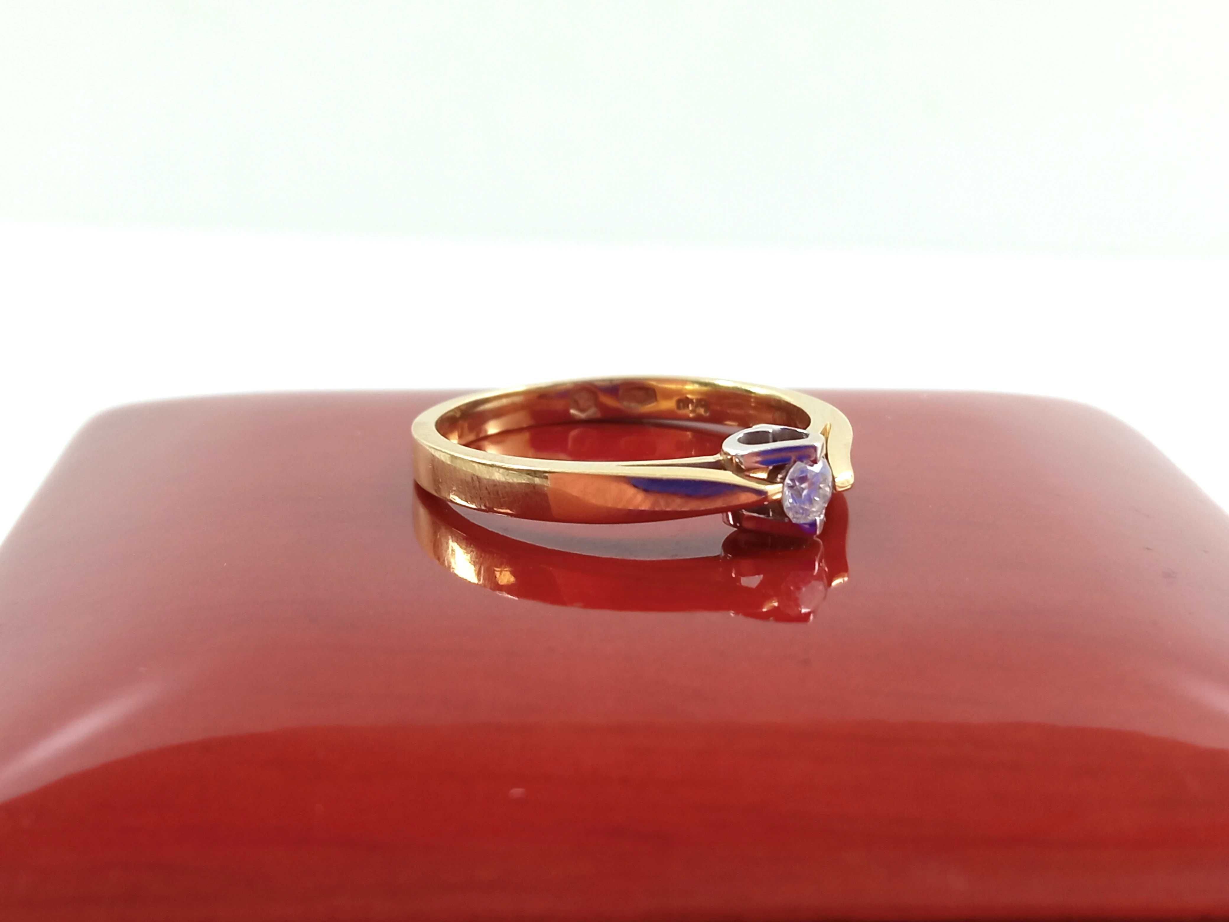 Złoty pierścionek brylant 0,08CT 585 14K R14 2,16