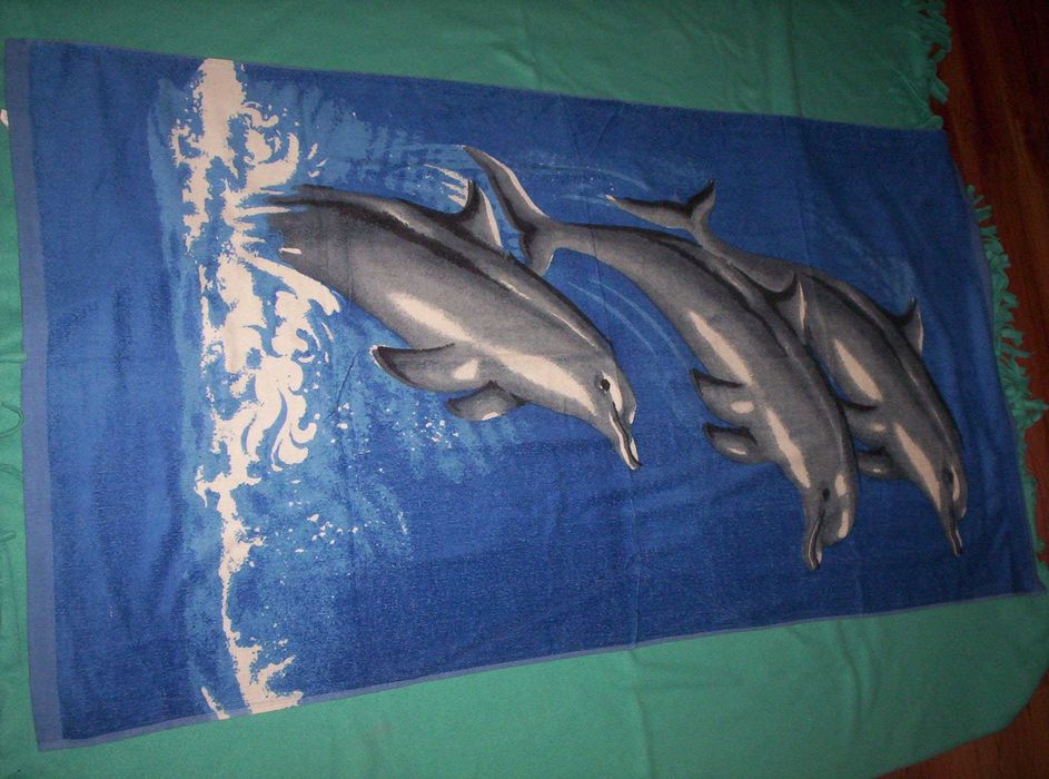 Ręcznik plażowy mikrofibra trzy delfiny