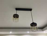 Lampa loftowa czarna złota wisząca, do salonu, do kuchni, do pokoju