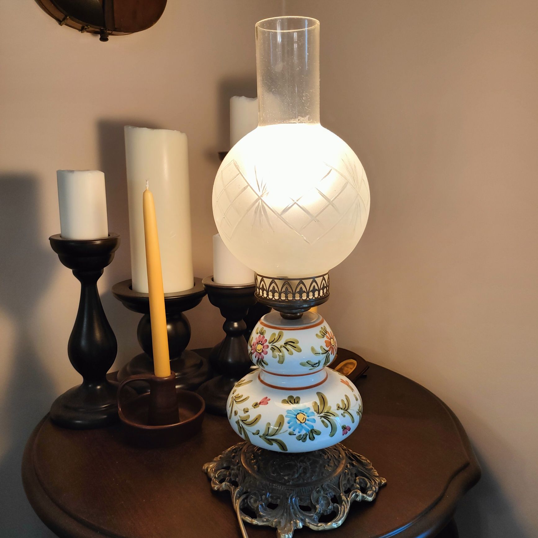 Lampa ceramiczna,  ręcznie malowana 48cm wysokość