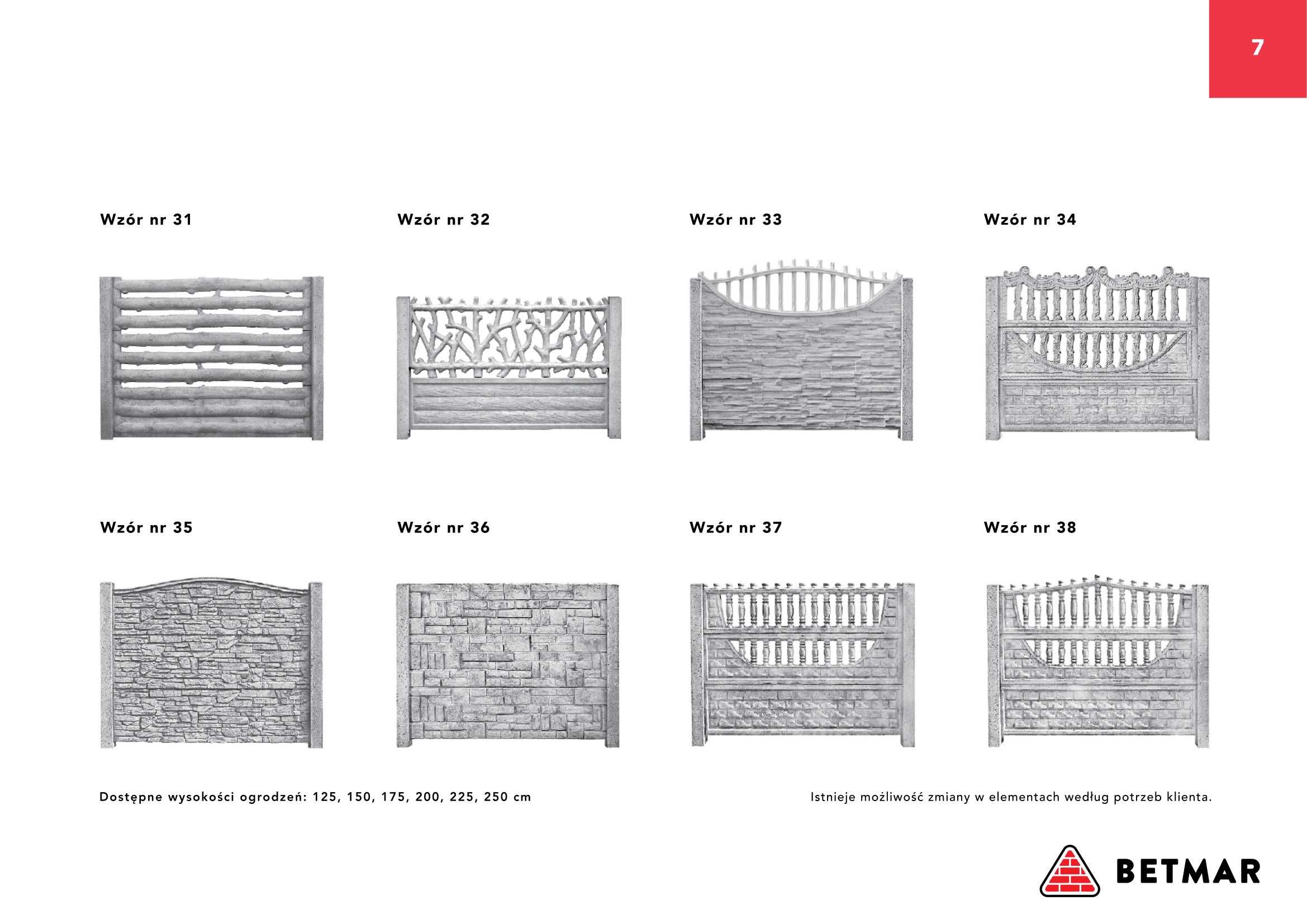 Ogrodzenie betonowe, ogrodzenia betonowe, płot betonowy H125-250