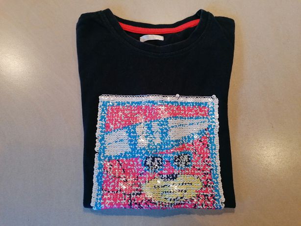 Koszulka z cekinami granatowa roz. 134