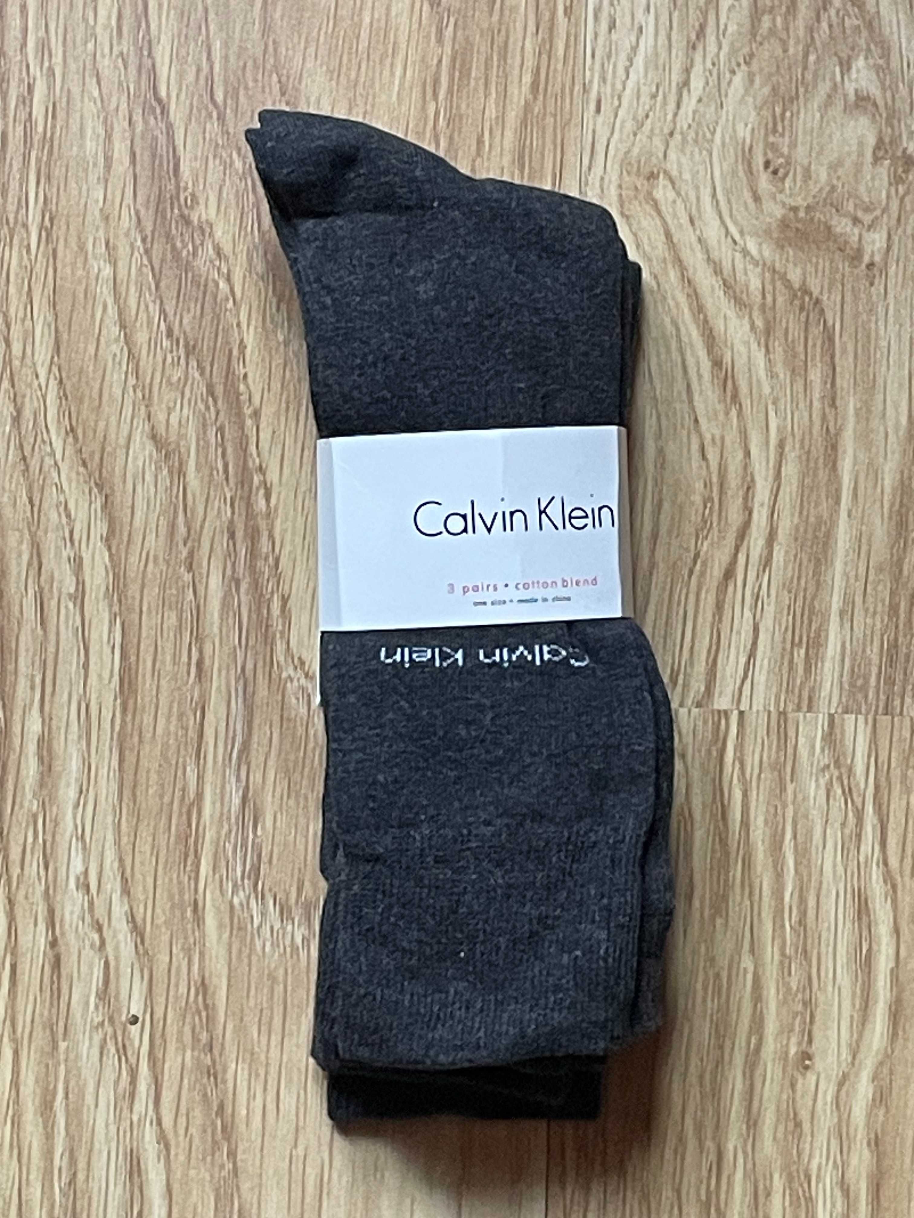 Skarpetki męskie Calvin Klein r. 37-41 3 pary długie kolor  szary