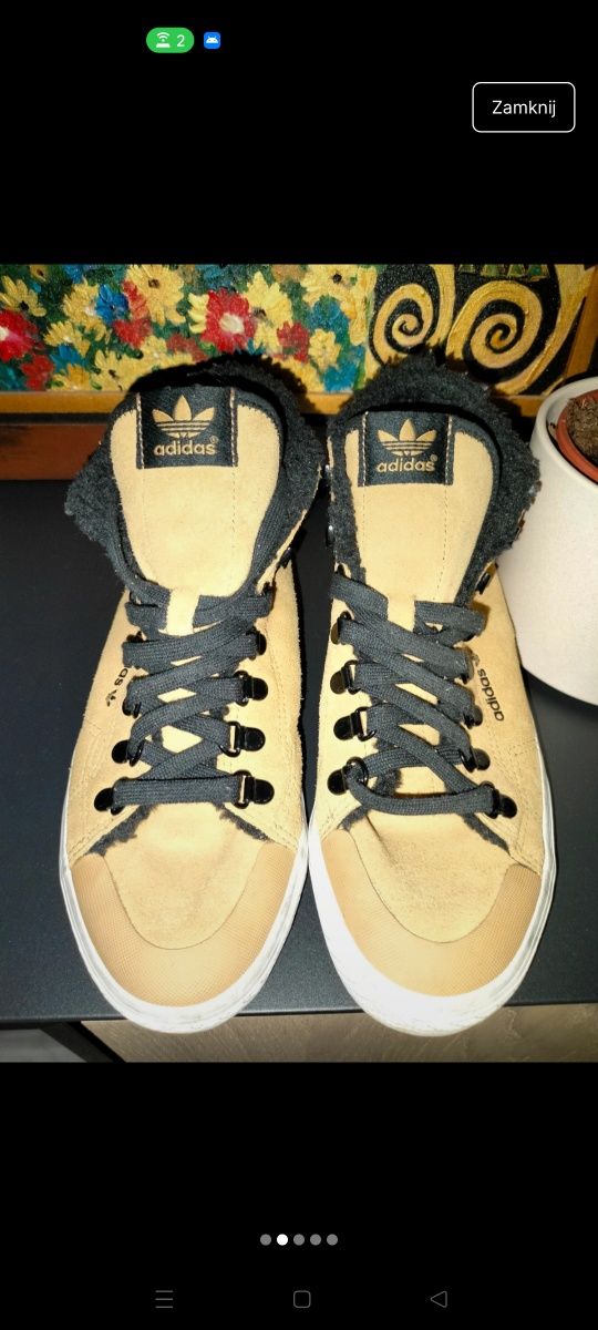 Adidas Honey Hook z futerkiem buty żółte 40 41 sportowe sneakersy  za